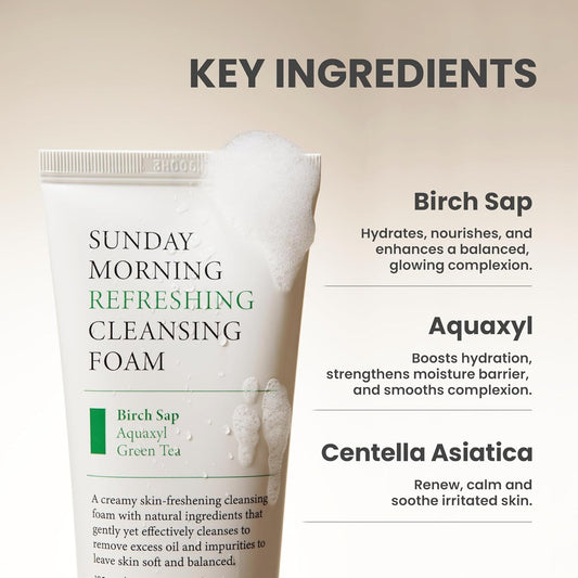 Axis-Y Sunday Morning Refreshing Cleansing Foam 120 мл – корейска освежаваща почистваща пяна за лице с нежна формула.