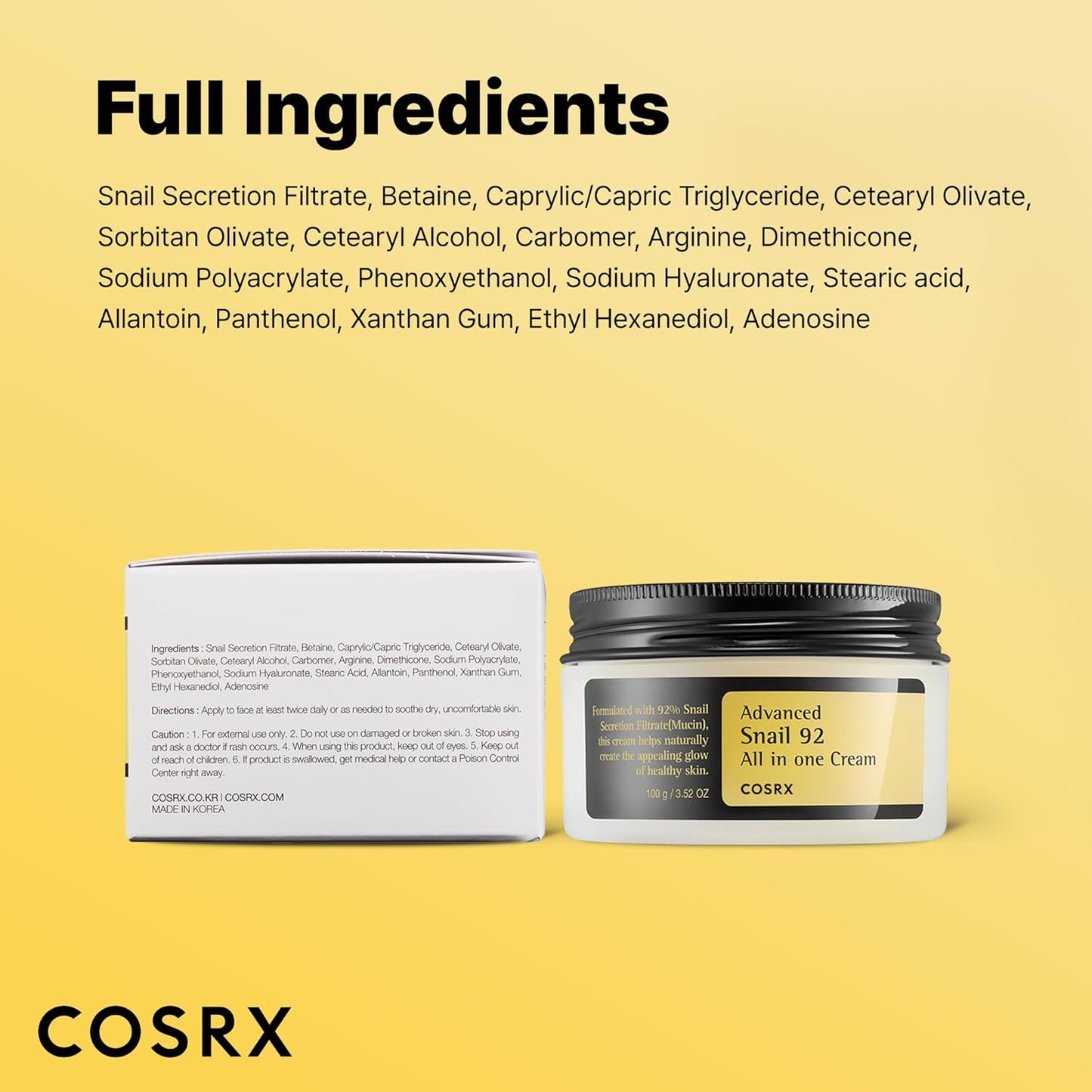 COSRX Advanced Snail 92 All In One Cream 100 мл – регенериращ крем за лице с 92% муцин от охлюв