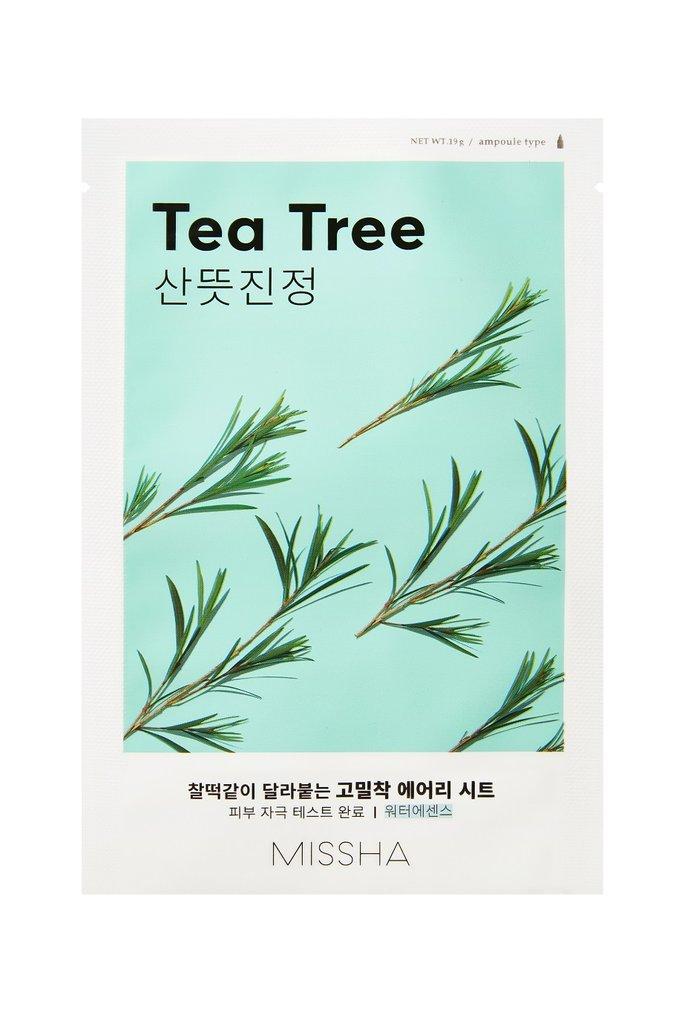 MISSHA Airy Fit Tea Tree Sheet Mask – Успокояваща тъканна маска с чаено дърво 19 g