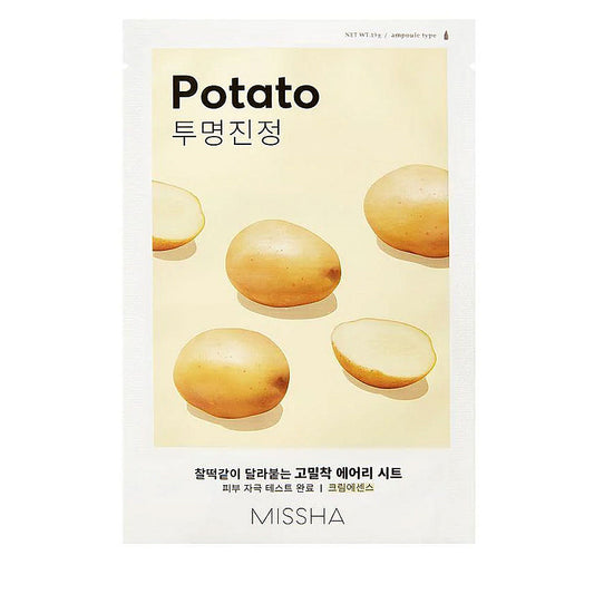 MISSHA Airy Fit Sheet Mask Potato – Успокояваща и изсветляваща тъканна маска с картофен екстракт 19 g