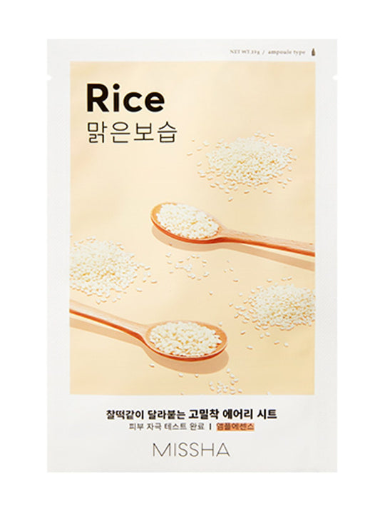 MISSHA Airy Fit Sheet Mask Rice – Озяряваща и изглаждаща тъканна маска с оризов екстракт 19 g