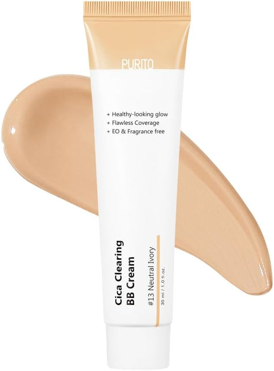 Purito Cica Clearing BB Cream 30 мл – корейски BB крем с центаела за равномерен тен и успокояваща грижа