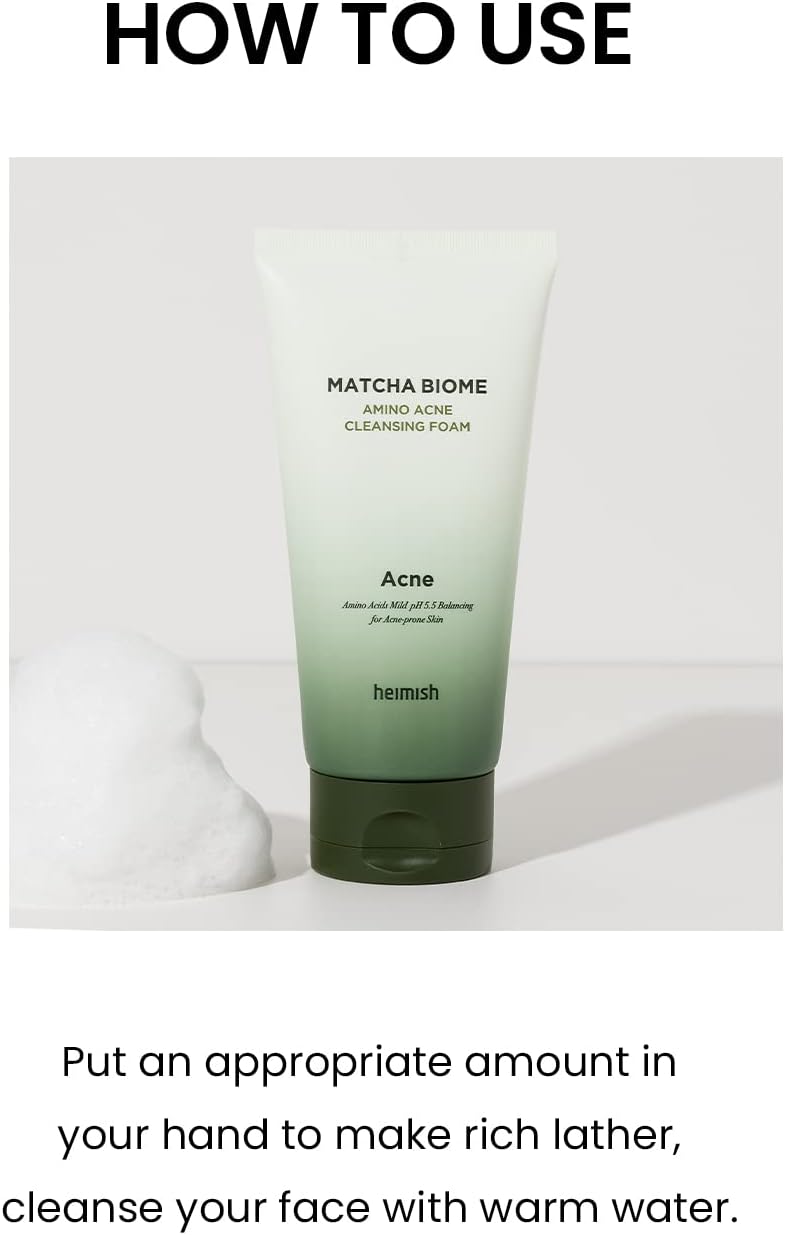 Heimish Matcha Biome Amino Acne Cleansing Foam 150 мл – почистваща пяна против акне с мача и аминокиселини