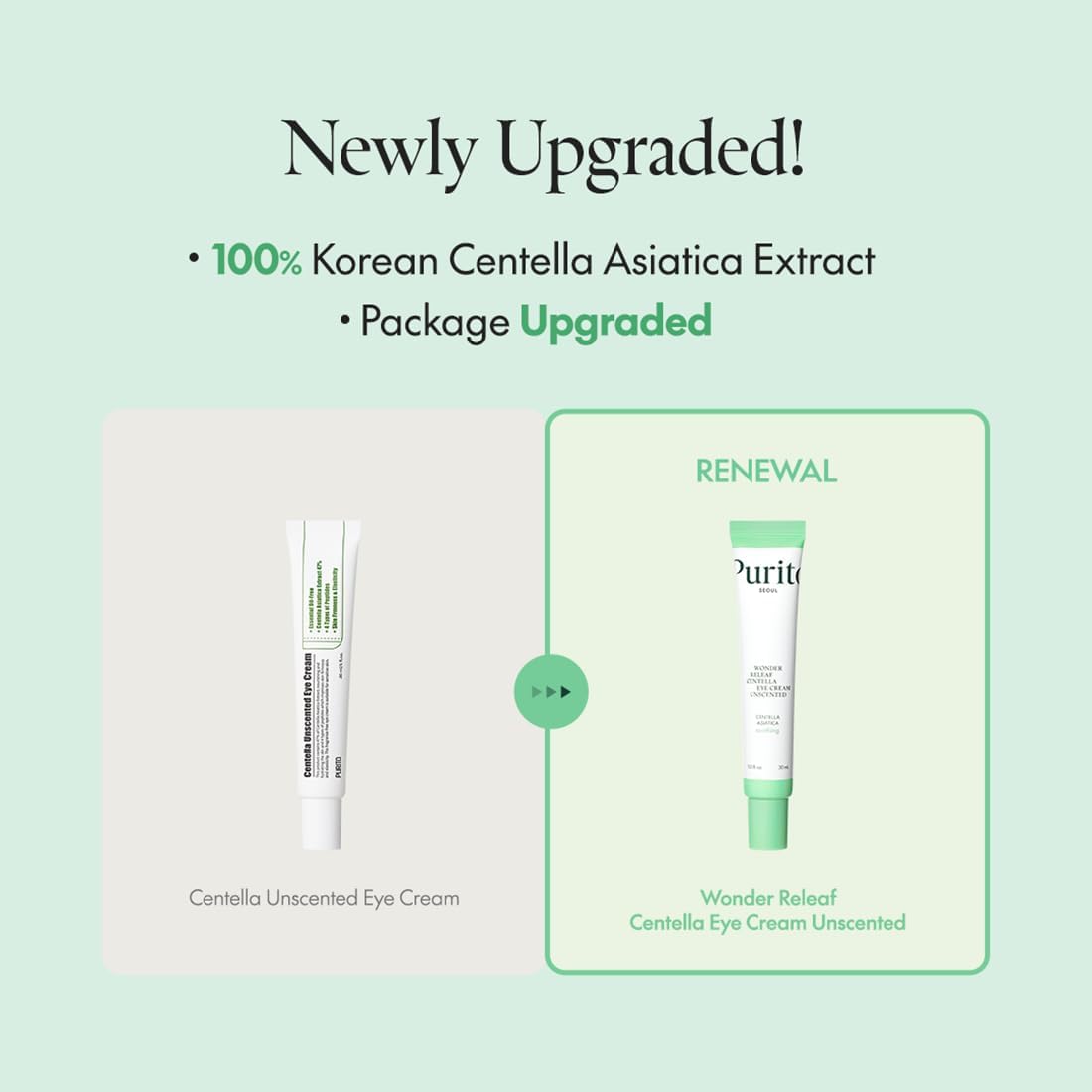 Purito Centella Unscented Eye Cream 30 мл – нежен околоочен крем с центела за хидратация и изглаждане.