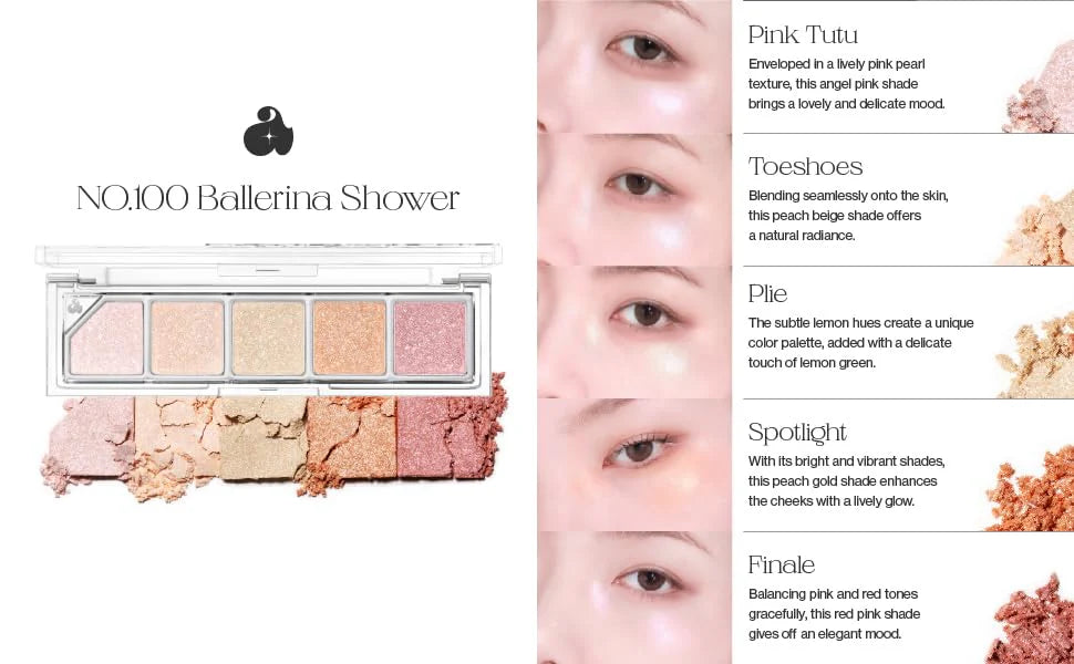 Unleashia Mood Shower Face Palette No.100 Ballerina Shower – корейска палитра за лице с руж и хайлайт