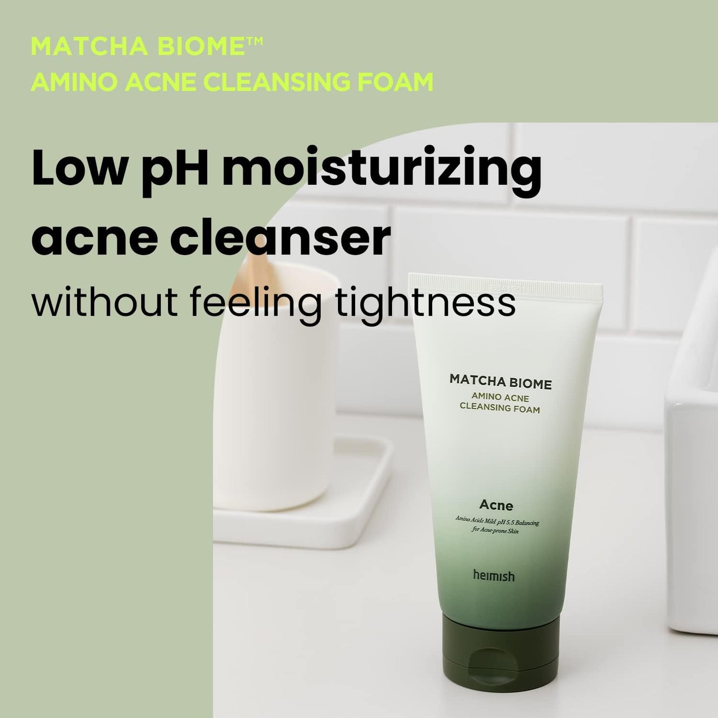 Heimish Matcha Biome Amino Acne Cleansing Foam 150 мл – почистваща пяна против акне с мача и аминокиселини