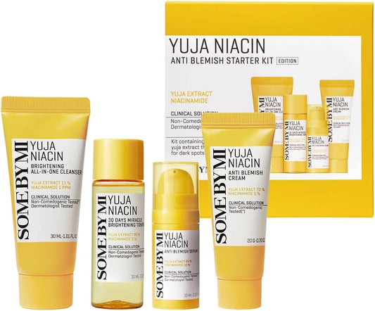 SOME BY MI Yuja Niacin Anti-Blemish Starter Kit – комплект за изсветляване и хиперпигментации (почистващ гел, тонер, серум, крем).