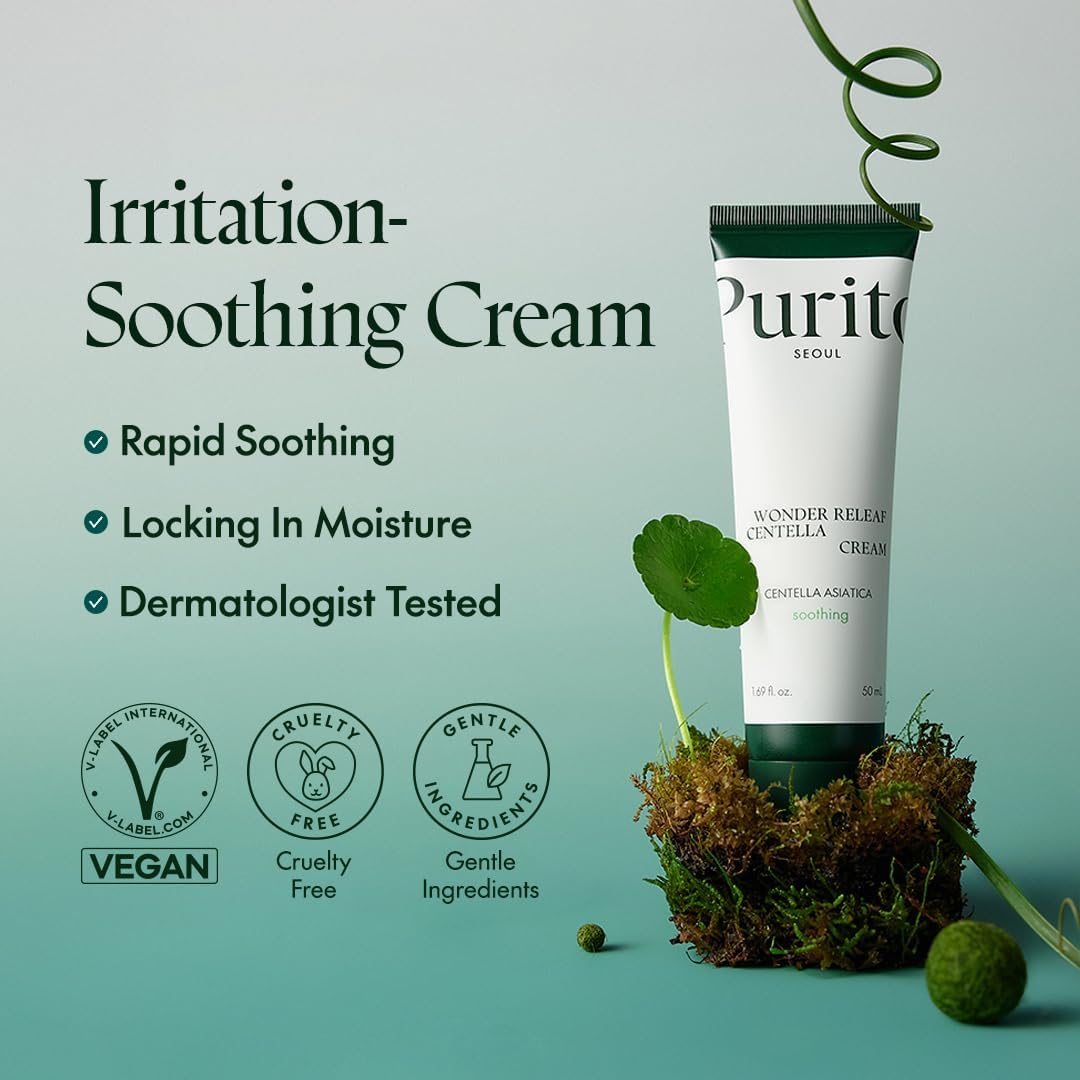 Purito Wonder Releaf Centella Cream 50 мл – успокояващ корейски крем с центела за чувствителна кожа