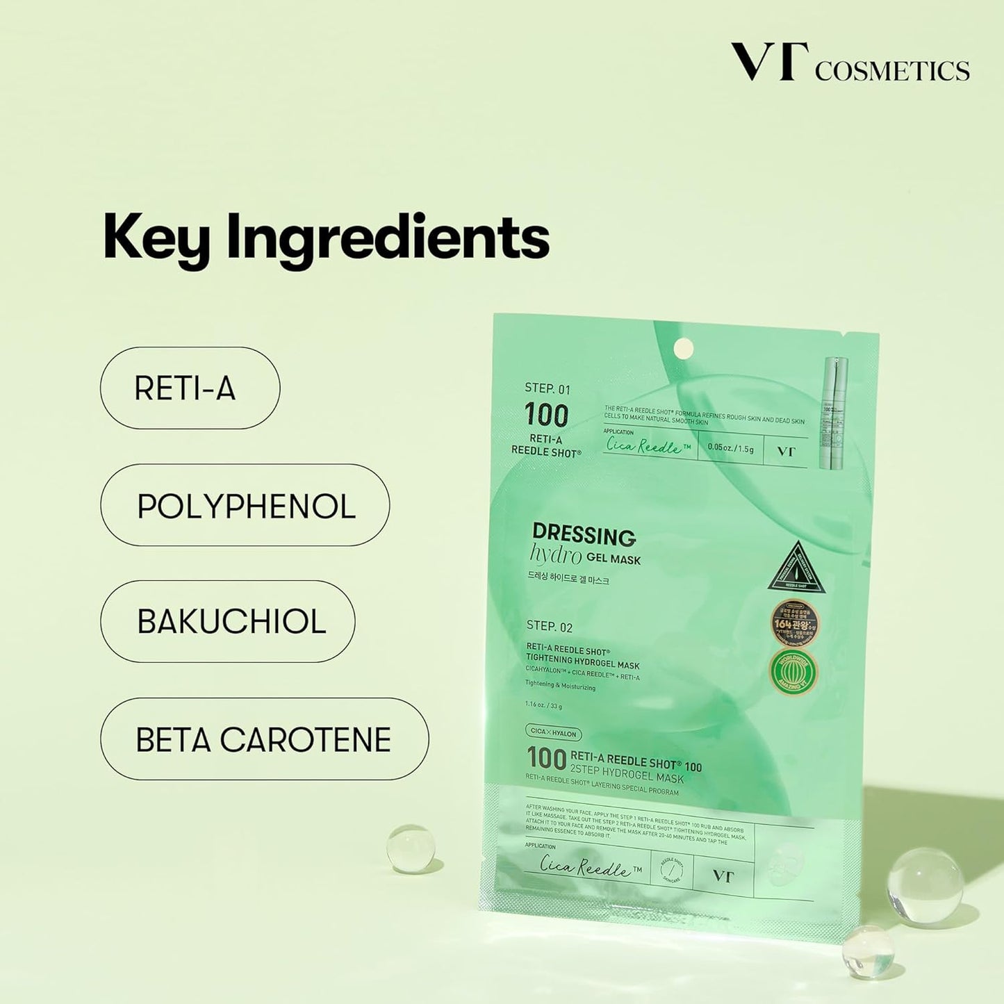 VT Cosmetics Reti-A Reedle Shot 100 2-Step Hydrogel Mask – корейска двустъпкова хидрогел маска с ретинол и микроигли
