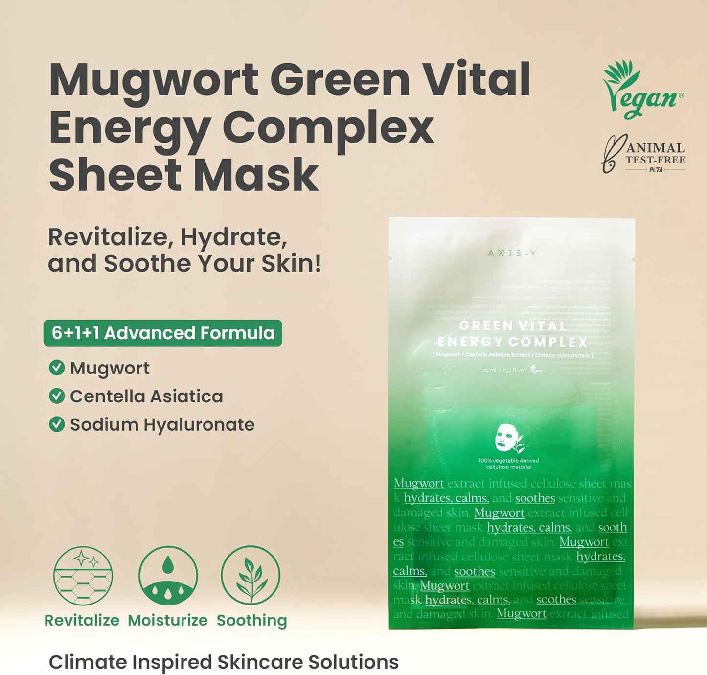 AXIS-Y 61% Mugwort Green Vital Energy Complex Sheet Mask – успокояваща и хидратираща шийт маска