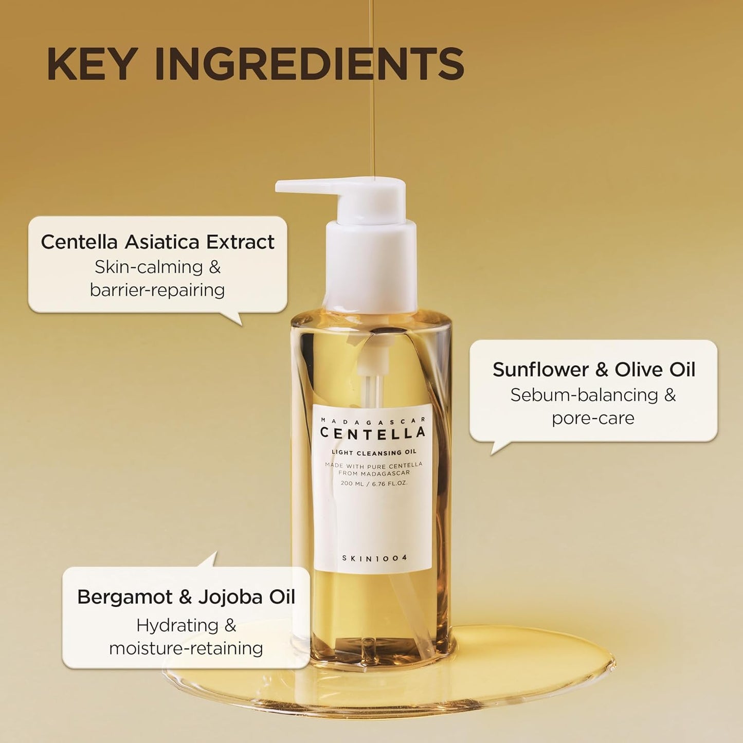 Skin1004 Madagascar Centella Light Cleansing Oil 200 мл – корейско почистващо олио с центела за нежно двойно почистване.
