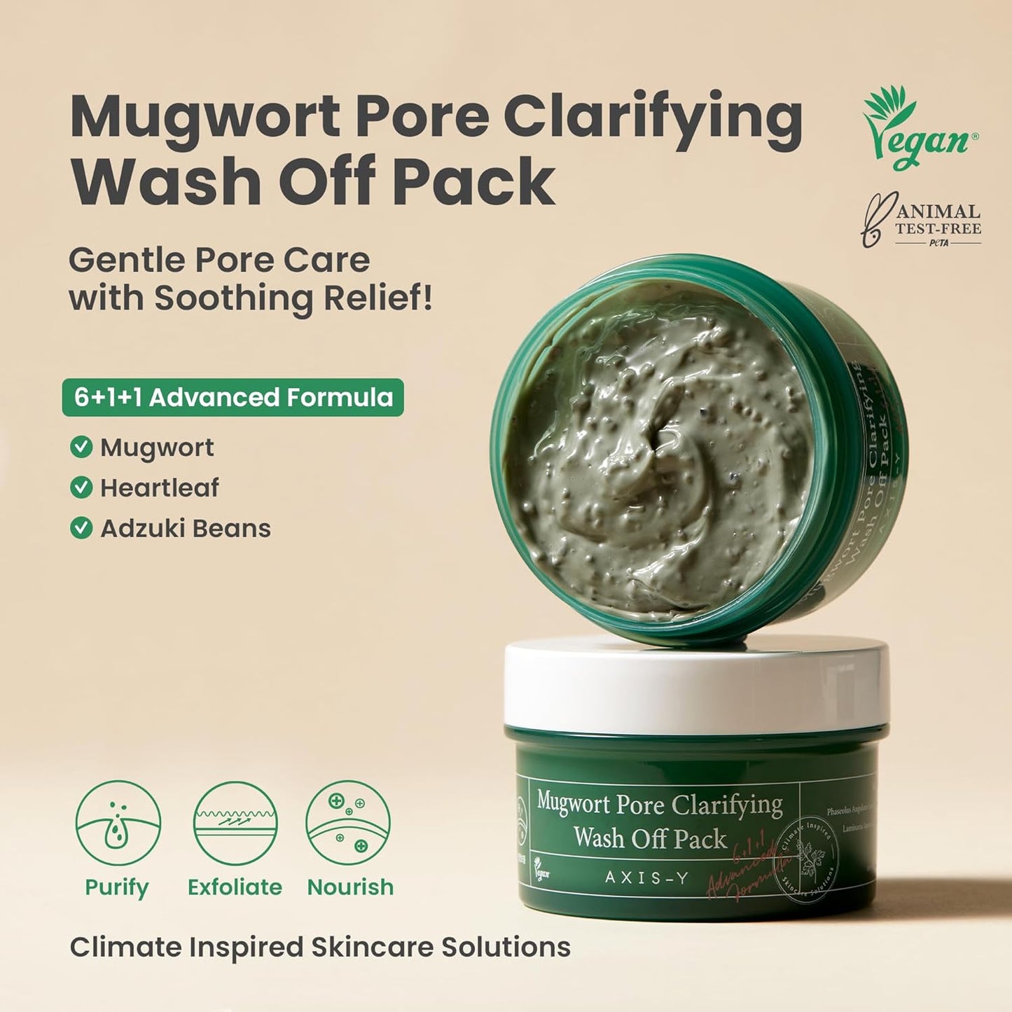 Axis-Y Mugwort Pore Clarifying Wash Off Pack 100 мл – корейска детокс маска с мъгворт за чисти и стегнати пори