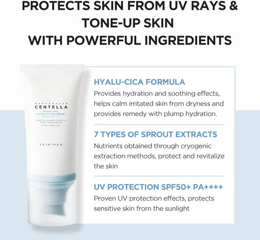 Skin1004 Madagascar Centella Hyalu-Cica Water-Fit Sun Serum SPF50+ PA++++ 15мл – лек слънцезащитен серум с центела