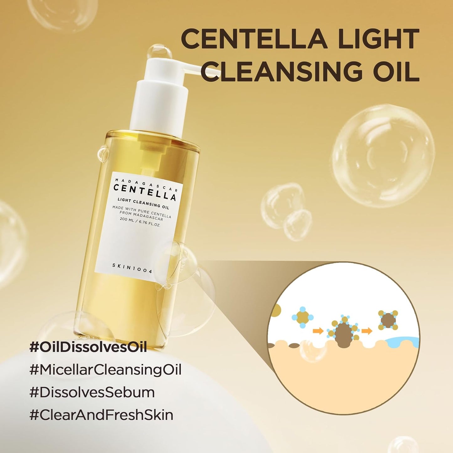 Skin1004 Madagascar Centella Light Cleansing Oil 200 мл – корейско почистващо олио с центела за нежно двойно почистване.