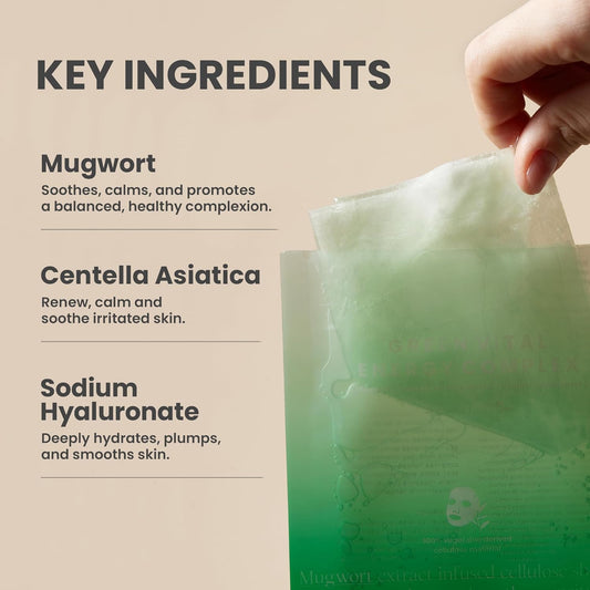 AXIS-Y 61% Mugwort Green Vital Energy Complex Sheet Mask – успокояваща и хидратираща шийт маска