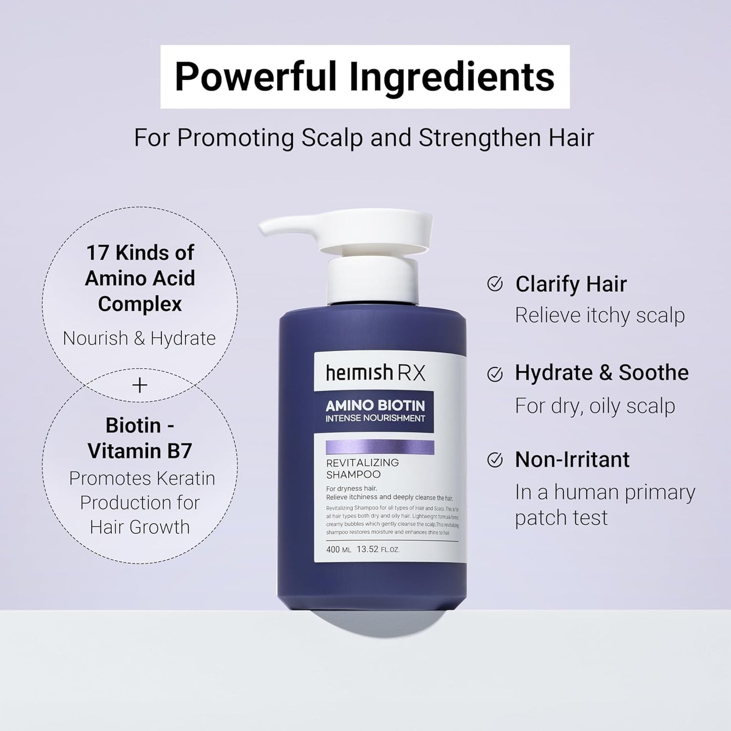 Heimish Rx Amino Biotin Revitalizing Shampoo 400 мл – корейски ревитализиращ шампоан с аминокиселини и биотин