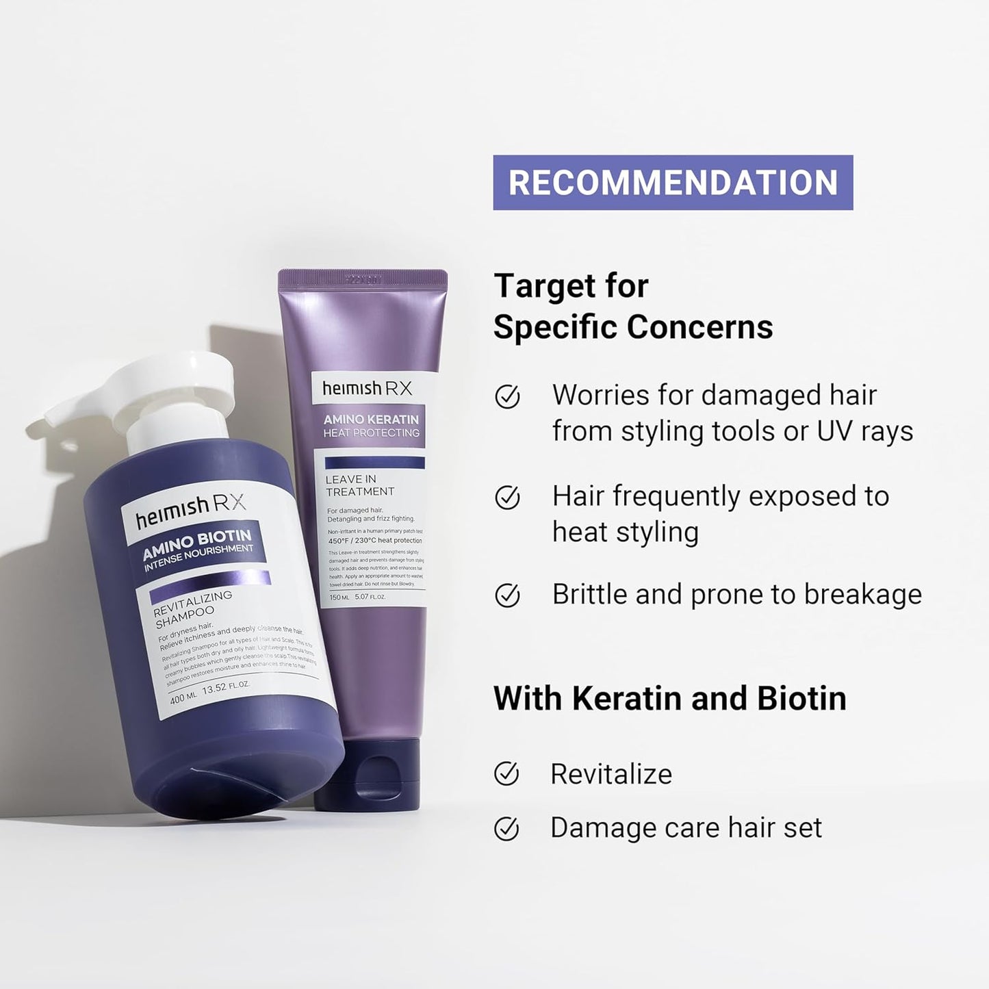 Heimish Rx Amino Keratin Heat Protecting Leave-In Treatment 150мл – термозащитен leave-in продукт с аминокиселини и кератин
