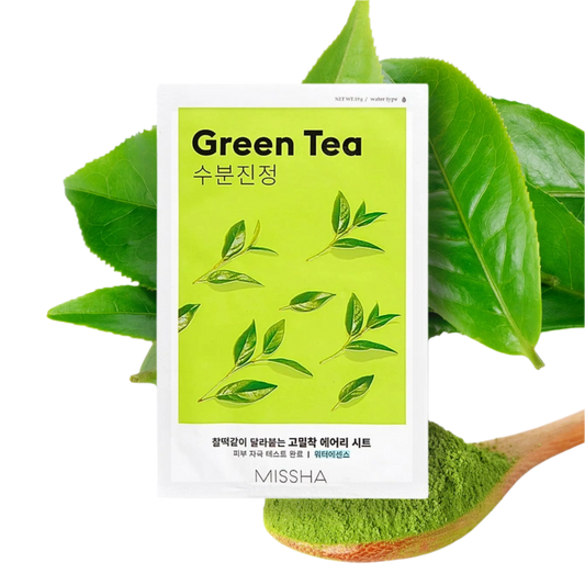 MISSHA Airy Fit Sheet Mask Green Tea – Успокояваща тъканна маска със зелен чай 19 g