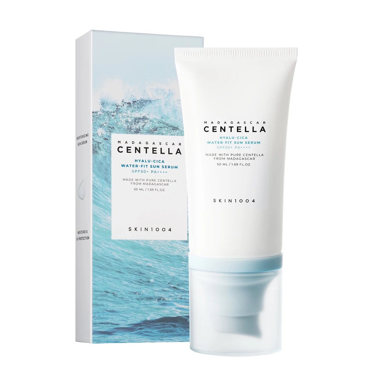Skin1004 Madagascar Centella Hyalu-Cica Water-Fit Sun Serum 50 мл SPF50+ PA++++ – корейски слънцезащитен серум с центела и хиалурон