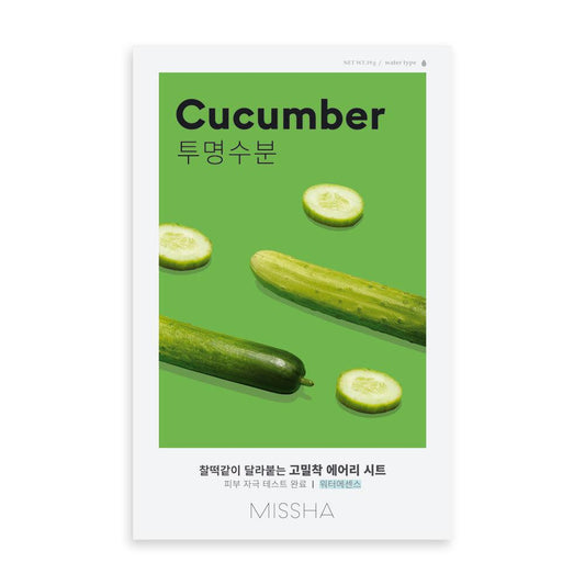 MISSHA Airy Fit Sheet Mask Cucumber – Хидратираща и освежаваща тъканна маска с екстракт от краставица 19 g